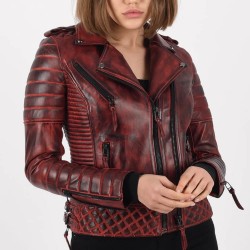 Vanson Fashion Style Genuine Lambskin Leather Jacket For Women