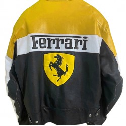 Yellow Ferrari Leather Motorcycle Jacket