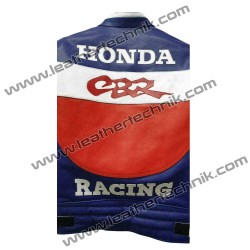 Honda Blue CBR Leather Motorcycle Jacket
