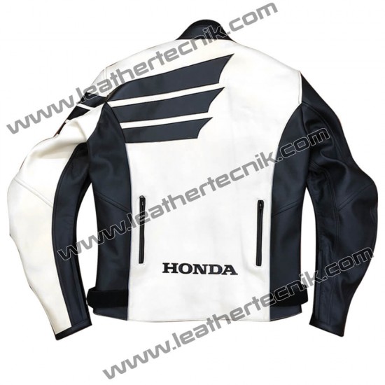 Marc Márquez CBR White Leather Motorcycle Jacket