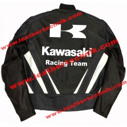 Kawasaki Black Leather Motorbike Racing  Jacket