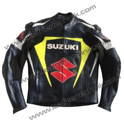 Suzuki GSXR Blue Leather Motorcycle Motogp Jacket