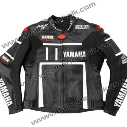 Black Yamaha Leather Motorcycle Racing Jacket 60th Anniversary