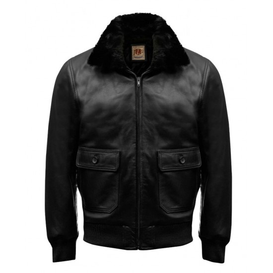 Mens Bomber Navy G 1 Flight Black Men WWll  Aviator Leather Jacket