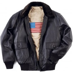 Mens Bomber Navy G 1 Flight Black Men WWll  Aviator Leather Jacket