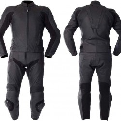 Leathertechnik  Two Piece Black Leather Motorbike Racing Suit