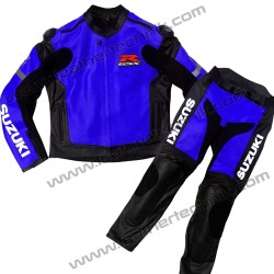 Blue Suzuki Gsxr Leather Motorcycle Racing Suit