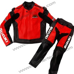 Red Suzuki Gsxr Leather Motorcycle Racing Suit